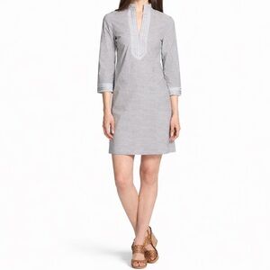 Tory Burch Embroidered Striped Tunic Dress Navy White Size 0